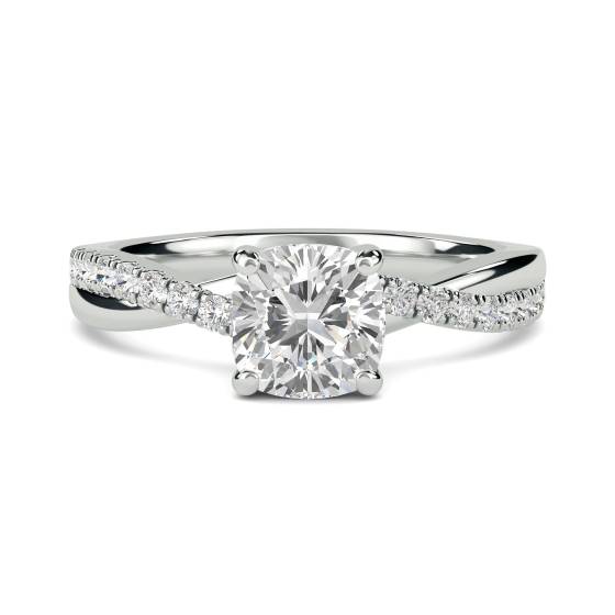 Infinity Cushion Shoulder Set Diamond Engagement Ring