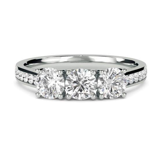 3 Stone Diamond Ring With Shoulder Diamonds