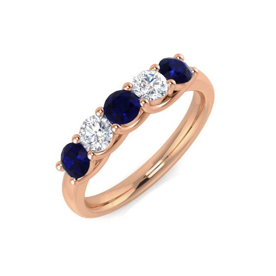 0.85ct Blue Sapphire and Diamond Eternity Ring