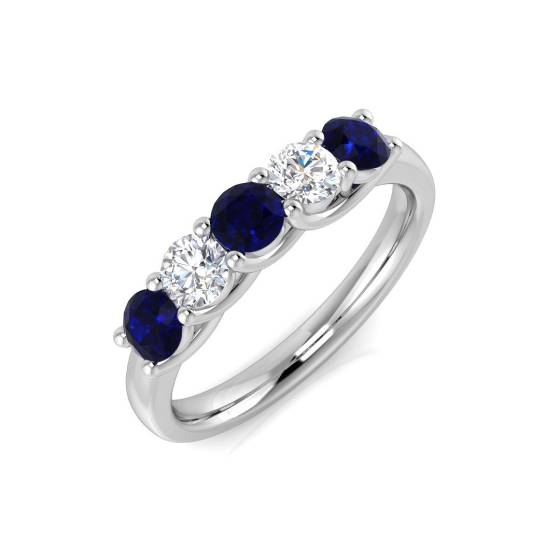 0.85ct Blue Sapphire and Diamond Eternity Ring
