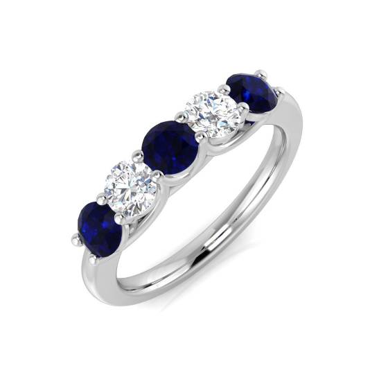1.10ct Blue Sapphire and Diamond Eternity Ring