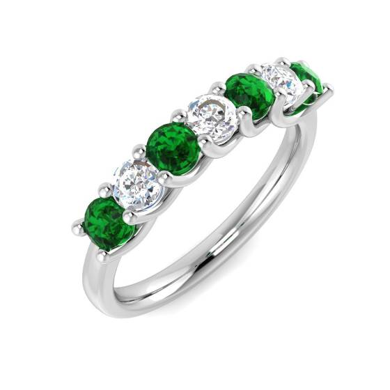 0.80ct Green Emerald and Diamond Eternity Ring