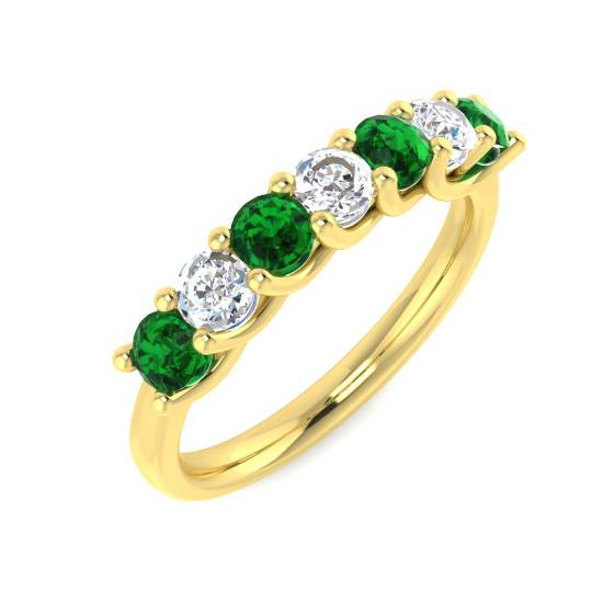 0.80ct Green Emerald and Diamond Eternity Ring