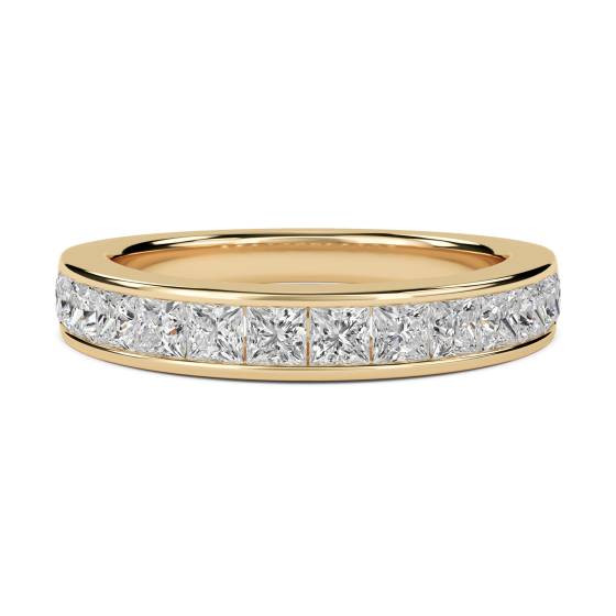 1.00ct VS/E-F Natural Princess Diamond Eternity Ring in 18k Yellow Gold