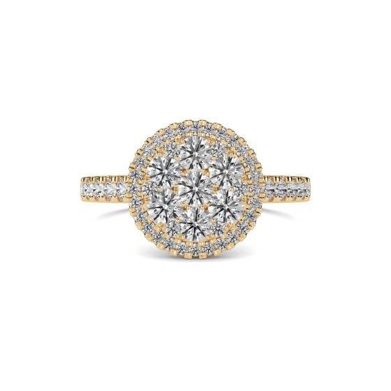 Elegant Round Diamond Halo Cluster Ring