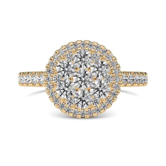 Elegant Round Diamond Halo Cluster Ring