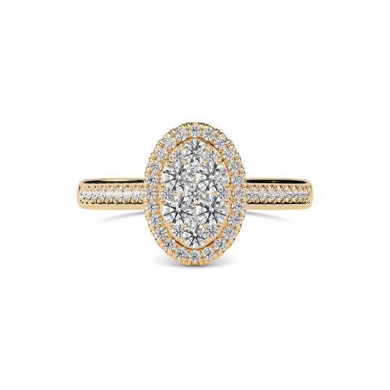 Elegant Round Diamond Halo Cluster Ring