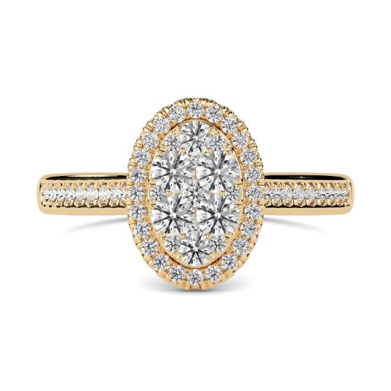 Elegant Round Diamond Halo Cluster Ring