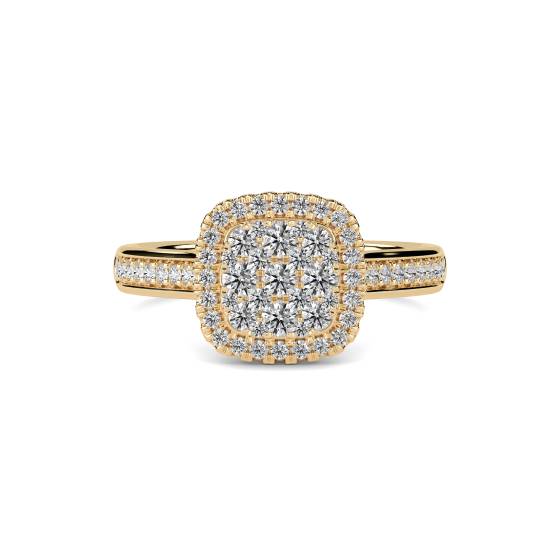 Elegant Round Diamond Halo Cluster Ring