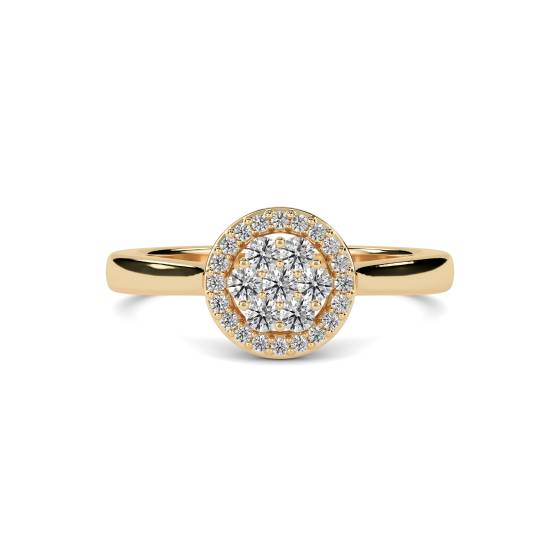 Elegant Round Diamond Halo Cluster Ring