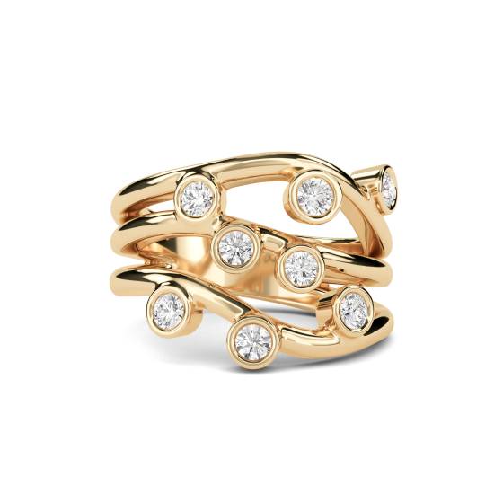 3 Round Diamond Bezel Set Stacking Designer Dress Rings