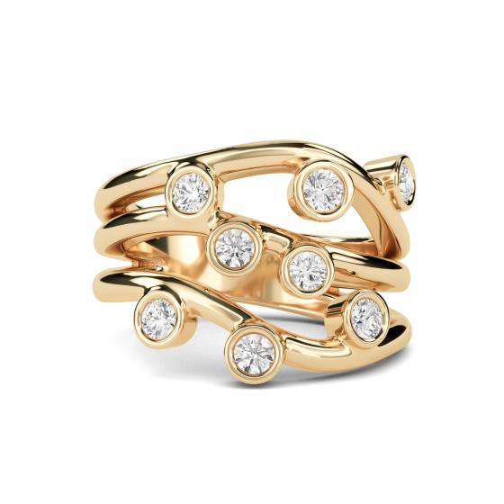 3 Round Diamond Bezel Set Stacking Designer Dress Rings