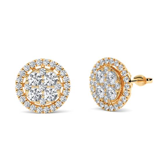 Classic Round Diamond Cluster Earrings