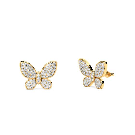 Modern Designer Butterfly Round Diamond Earrings