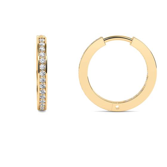 Modern Round Diamond Hoop Earrings