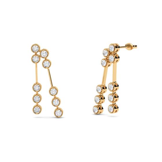 Modern Round Diamond Drop Earrings