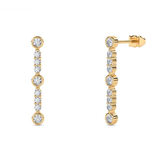 Modern Round Diamond Drop Earrings