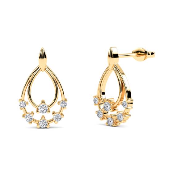 Modern Round Diamond Drop Earrings