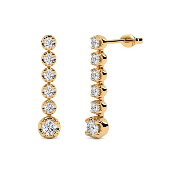 Modern Round Diamond Drop Earrings