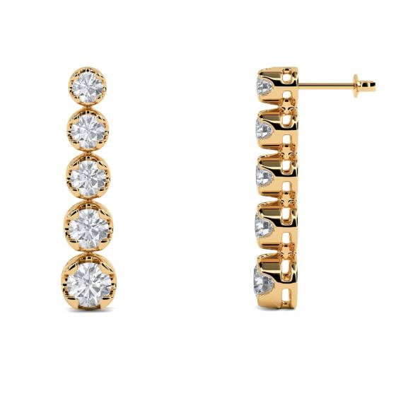 Modern Round Diamond Drop Earrings