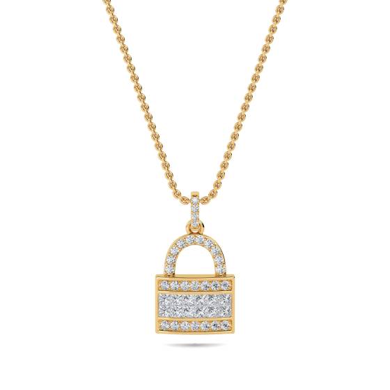 Cluster Round Diamond Designer Padlock Pendant
