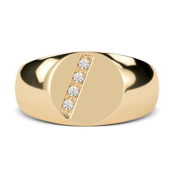 Round Diamond Gents Oval Signet Ring