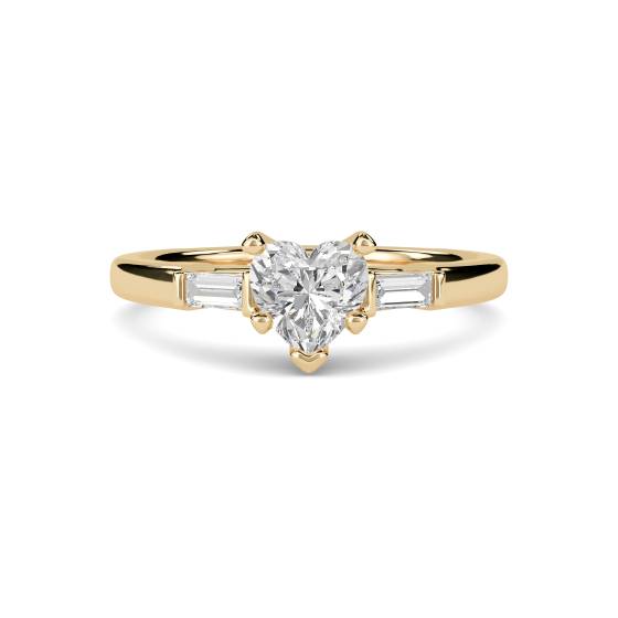 Modern Heart and Baguette Diamond Trilogy Ring