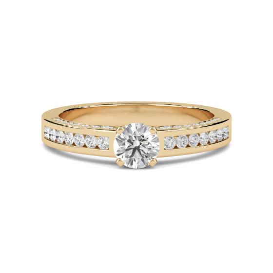 Round Diamond Shoulder Set Ring With Matching Band