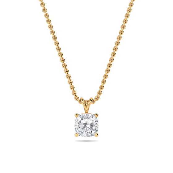 Modern Cushion Diamond Solitaire Pendant