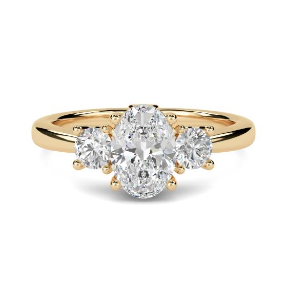 Oval and Round Diamond Trilogy Ring
