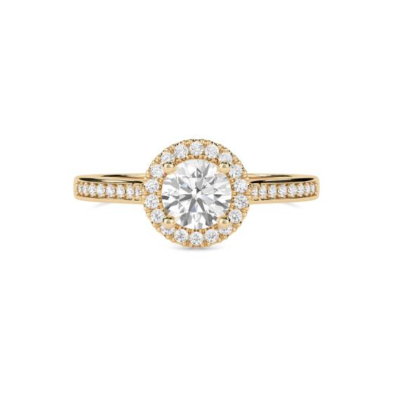 Round Diamond Single Halo Shoulder Set Ring