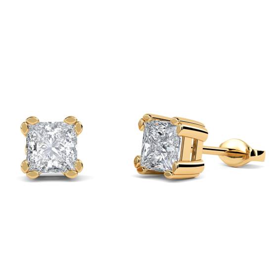 Split Petal Princess Cut Diamond Earrings