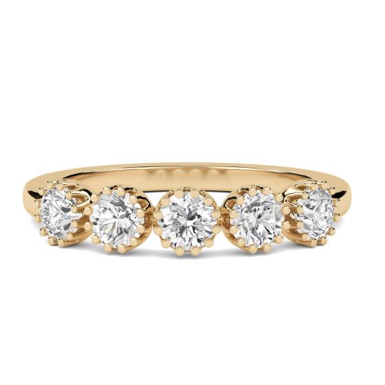 DHDOMHET20165 5 Stone Round Diamond Half Eternity Ring