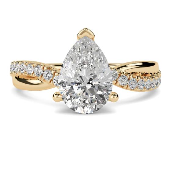 Infinity Pear and Round Diamond Engagement Ring