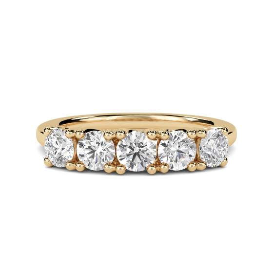 DHHET1002 5 Stone Round Diamond Half Eternity Ring