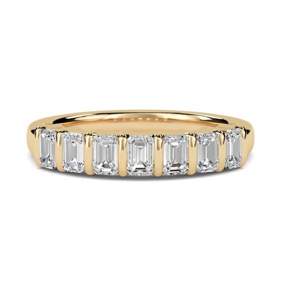 DHHET1005 7 Stone Emerald Diamond Half Eternity Ring