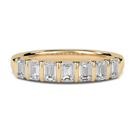 DHHET1005 7 Stone Emerald Diamond Half Eternity Ring