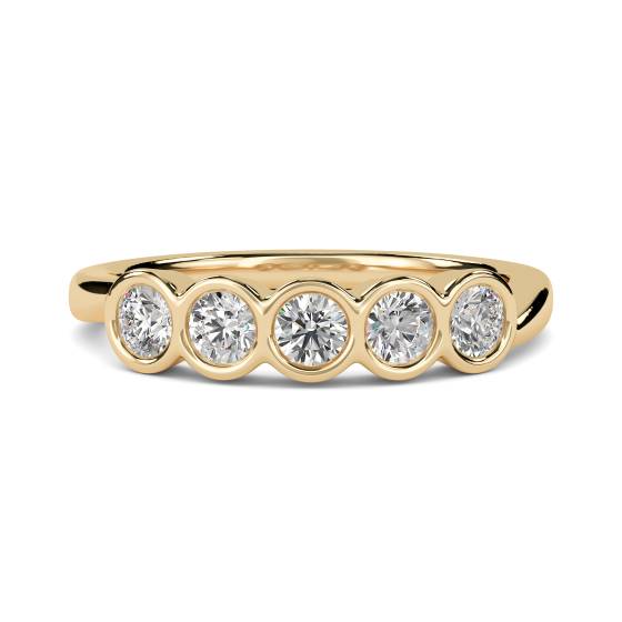 DHHET153 5 Stone Round Diamond Bezel Set Half Eternity Ring