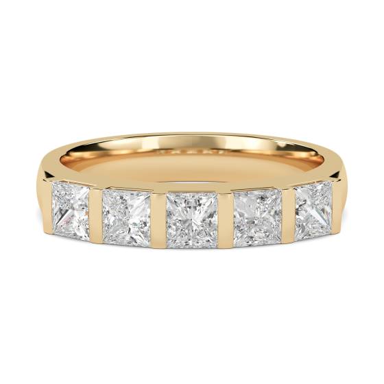 DHHET181 5 Stone Princess Diamond Half Eternity Ring