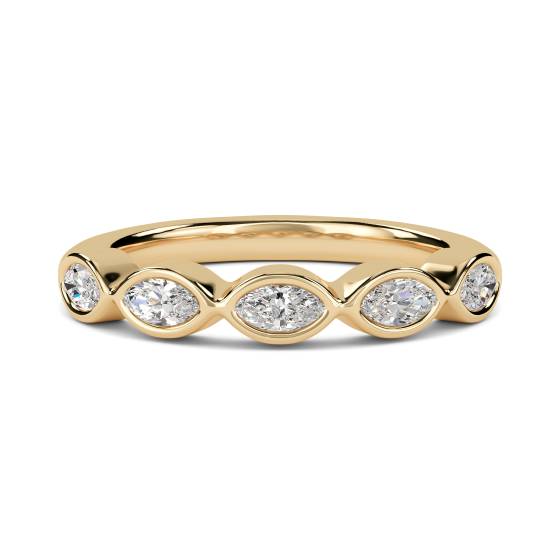 DHHET227 5 Stone Marquise Diamond Bezel Set Half Eternity Ring
