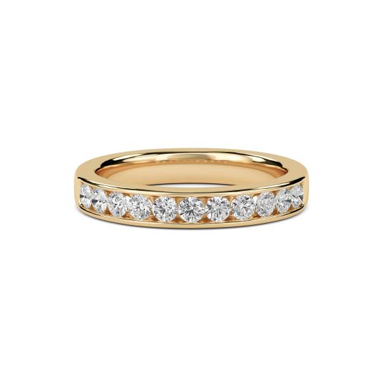 0.40ct VS/E-F 3mm Natural Round Diamond Half Eternity Ring in 18k Yellow Gold