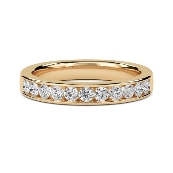 0.40ct VS/E-F 3mm Natural Round Diamond Half Eternity Ring in 18k Yellow Gold