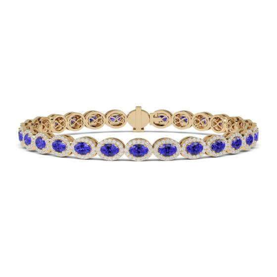 12.30ct Elegant Diamond and Blue Sapphire Tennis Bracelet