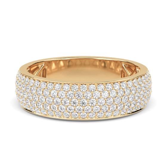 1.00ct VS/F-G Elegant Natural Round Diamond Multi Row Dress Ring in 18k Yellow Gold