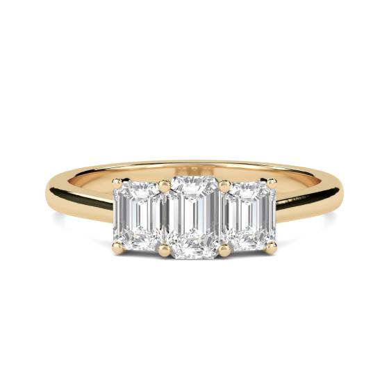 DHMT03308 Graduated Emerald Diamond Trilogy Ring
