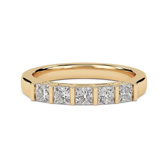 DHMT05111 5 Stone Princess Diamond Half Eternity Ring