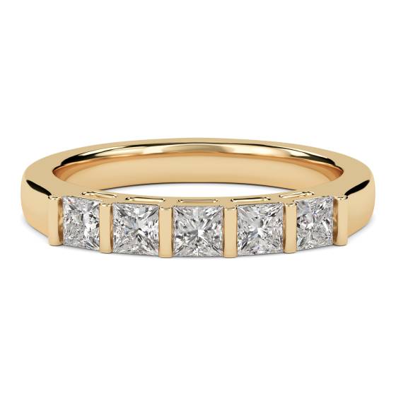DHMT05111 5 Stone Princess Diamond Half Eternity Ring