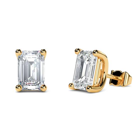 Classic Emerald Diamond Stud Earrings