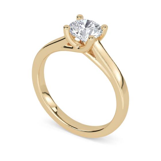 Unique Crossover Round Diamond Engagement Ring