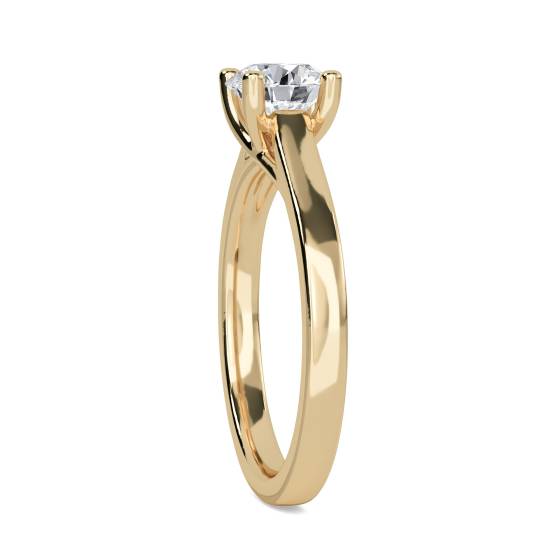 Unique Crossover Round Diamond Engagement Ring